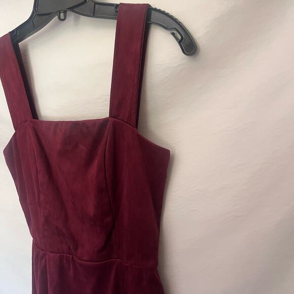 MI AMI Faux Suede Jumper Dress Sz XS Burgundy Y2k Dark Academia Retro Stretchy - Picture 5 of 12